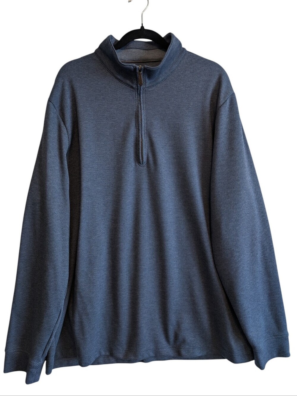 VINEYARD VINES BLUFFS Performance 1/4 Zip Blue Herringbone Sweater Size 2XL